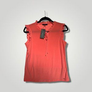 NWT  Tommy Hilfiger  Women's Sleeveless Ruffle Blouse Coral H21TM41A